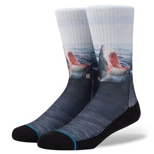Stance Men’s Poly Blend Crew Socks "LANDLORD" Shark Jaws size Large (9-12) NWT